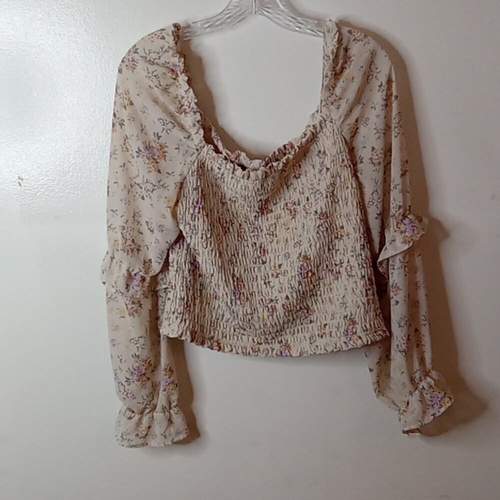 Wild Fable women's size XXL floral lingerie sleeve blouse. Cottagecore.